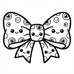 All-Seeing Eye Bow Coloring Page Bow covered in cute spooky eyes.