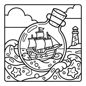 Bee Jar Coloring Page Smiling jar with bees and flowers.